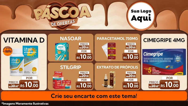 Modelo de TV para TV Horizontal com o tema Páscoa de Ofertas para Farmácia