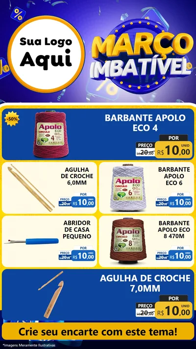 Modelo de TV para TV Vertical com o tema Março Imbatível para Armarinho e Aviamentos