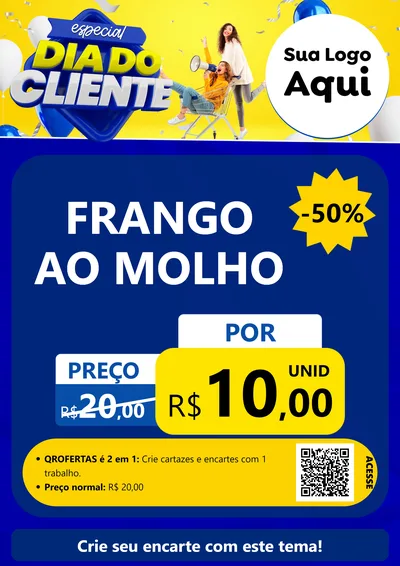 Modelo de Cartaz para Cartaz A4 Vertical com o tema Especial Dia do Cliente para Restaurante