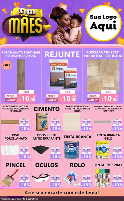 Modelo de Encarte para Encarte Grande com o tema Dia das Mães para Pisos e revestimentos
