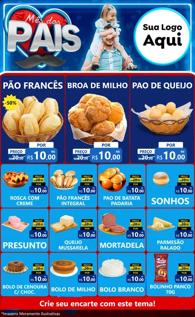 Modelo de Encarte para Encarte Grande com o tema Mês Dos Pais para Padaria