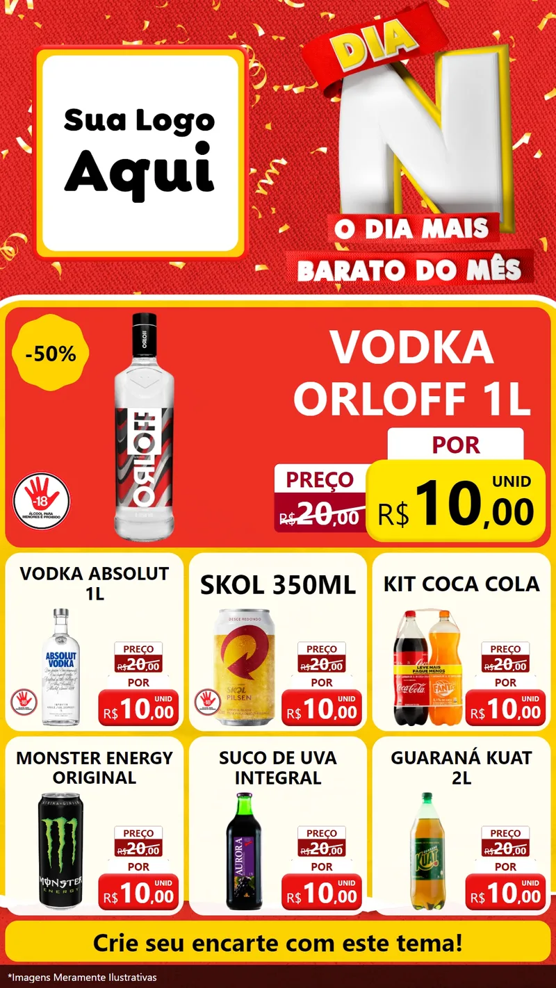 Modelo de Rede Social para Stories com o tema Dia N o Dia Mais Barato do Mês para Distribuidora de bebidas