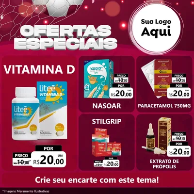 Modelo de Rede Social para Feed Facebook com o tema Ofertas Especiais - Futebol para Farmácia