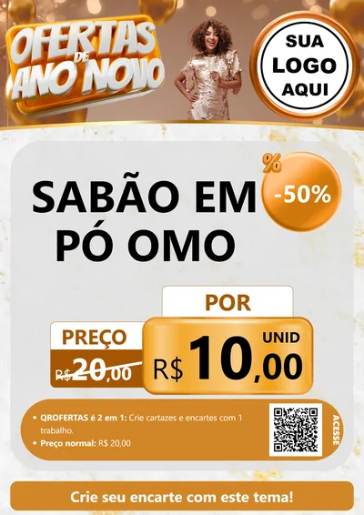 Modelo de Cartaz para Cartaz A4 Vertical com o tema Ofertas de Ano Novo para Produtos de Limpeza