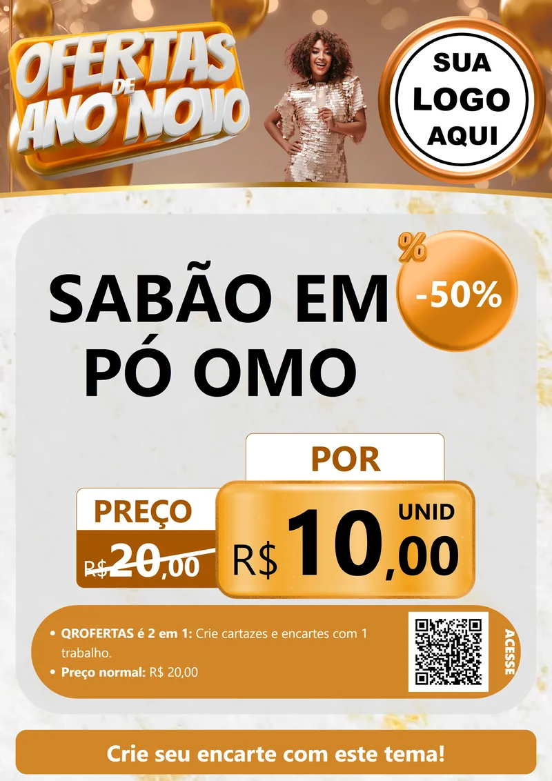 Modelo de Cartaz para Cartaz A4 Vertical com o tema Ofertas de Ano Novo para Produtos de Limpeza