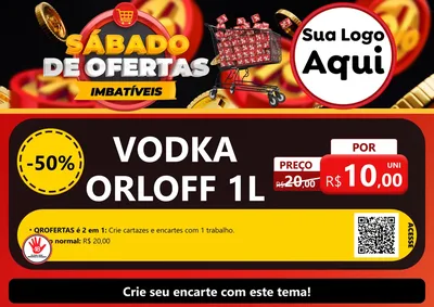 Modelo de Cartaz para Cartaz A4 Horizontal com o tema Sábado de Ofertas Imbatíveis para Distribuidora de bebidas