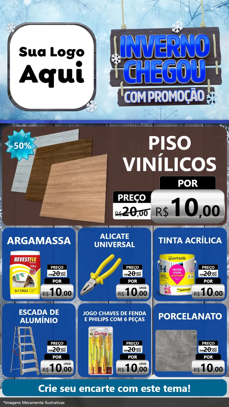 Modelo de Rede Social para Stories com o tema Inverno Chegou Com Promoção para Material para Construção