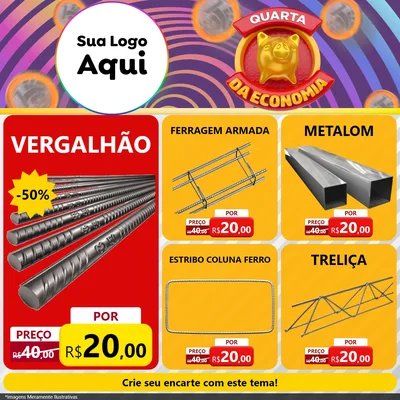 Modelo de Rede Social para Feed Facebook com o tema Quarta da Economia para Ferragens