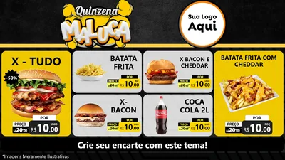 Modelo de TV para TV Horizontal com o tema Quinzena Maluca para Hamburgueria