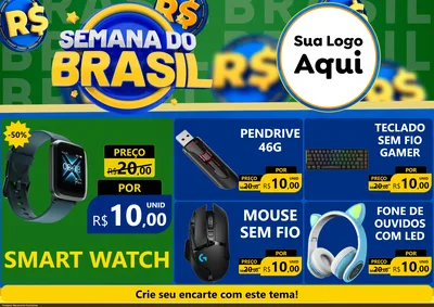 Modelo de Encarte para Encarte A4 Horizontal com o tema Semana Do Brasil para Informática