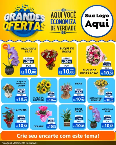 Modelo de Rede Social para Feed Instagram com o tema Grandes Ofertas para Floricultura e jardim