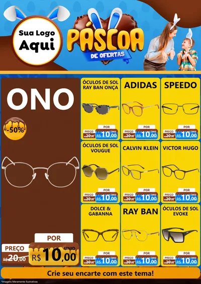 Modelo de Encarte para Encarte A4 Vertical com o tema Páscoa de Ofertas para Óticas