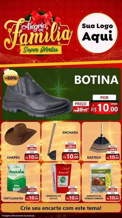 Modelo de Rede Social para Stories com o tema Alegria em Família Super Ofertas - Natal para Agropecuária