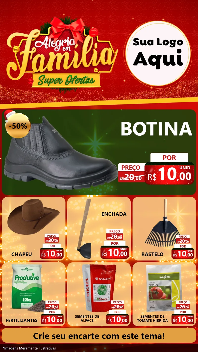 Modelo de Rede Social para Stories com o tema Alegria em Família Super Ofertas - Natal para Agropecuária