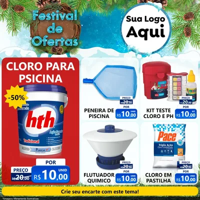 Modelo de Rede Social para Feed Facebook com o tema Festival de Ofertas - Inverno para Produtos para Piscina
