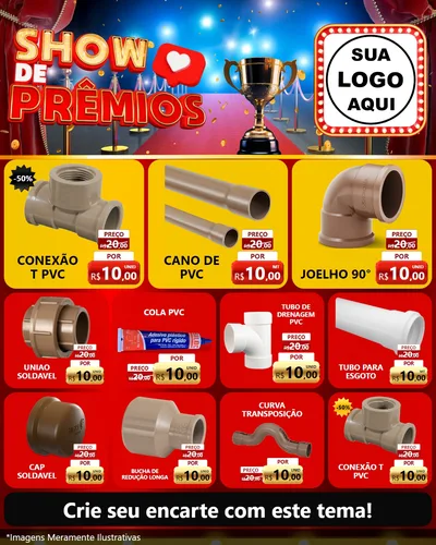 Modelo de Rede Social para Feed Instagram com o tema Show de Prêmios para Tubos e conexões
