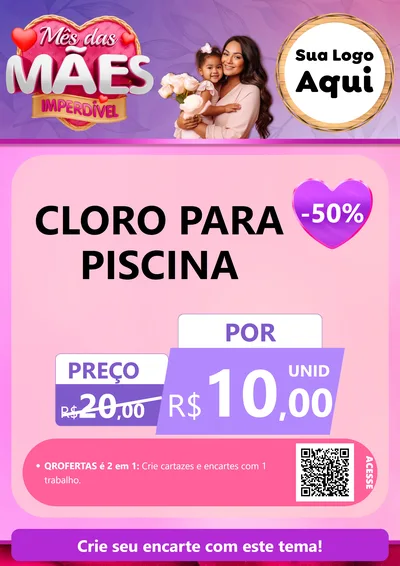 Modelo de Cartaz para Cartaz A4 Vertical com o tema Mês das Mães Imperdível para Produtos para Piscina