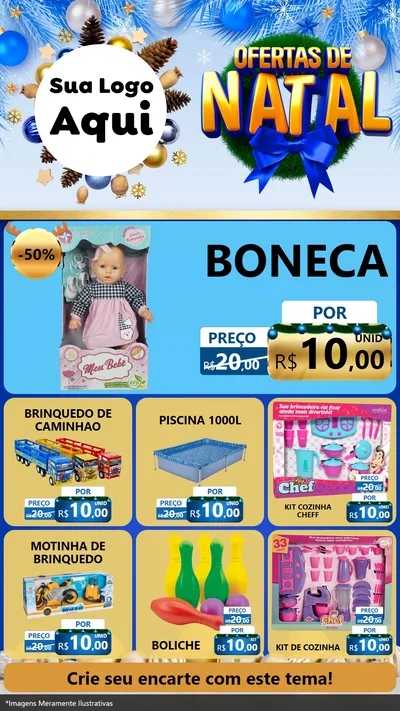 Modelo de Rede Social para Stories com o tema Ofertas de Natal para Brinquedos