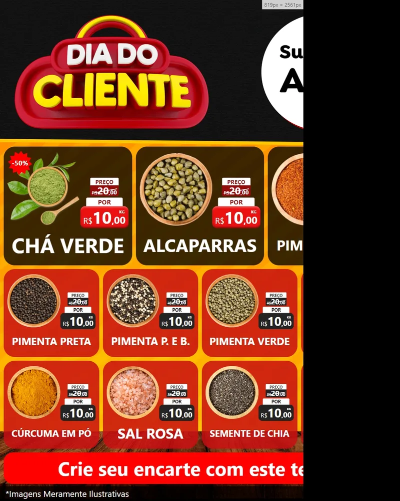 Modelo de Rede Social para Feed Instagram com o tema Dia do Cliente para Produtos Naturais