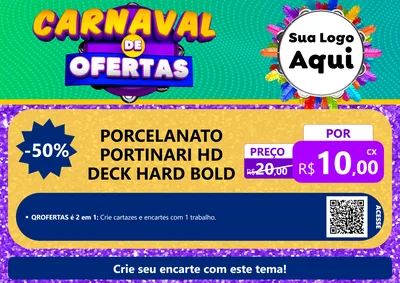 Modelo de Cartaz para Cartaz A4 Horizontal com o tema Carnaval de Ofertas para Pisos e revestimentos