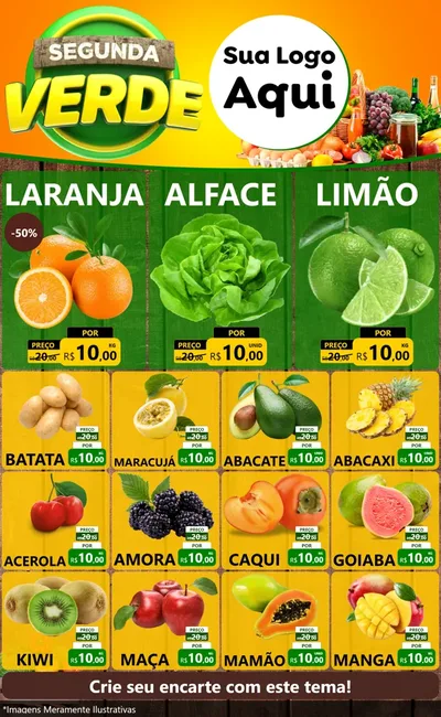 Modelo de Encarte para Encarte Grande com o tema Segunda Verde para Hortifrúti