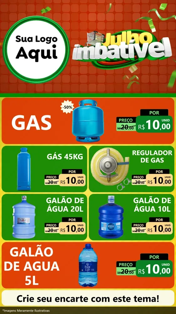 Modelo de TV para TV Vertical com o tema Julho Imbatível para Água e gás