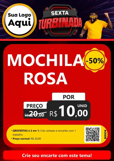 Modelo de Cartaz para Cartaz A4 Vertical com o tema Sexta Turbinada para Papelaria