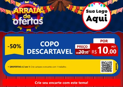Modelo de Cartaz para Cartaz A4 Horizontal com o tema Arraiá de Ofertas para Embalagens
