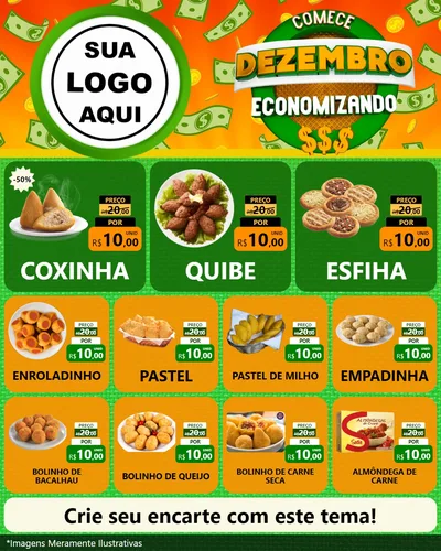 Modelo de Rede Social para Feed Instagram com o tema Comece Dezembro Economizando para Salgadaria