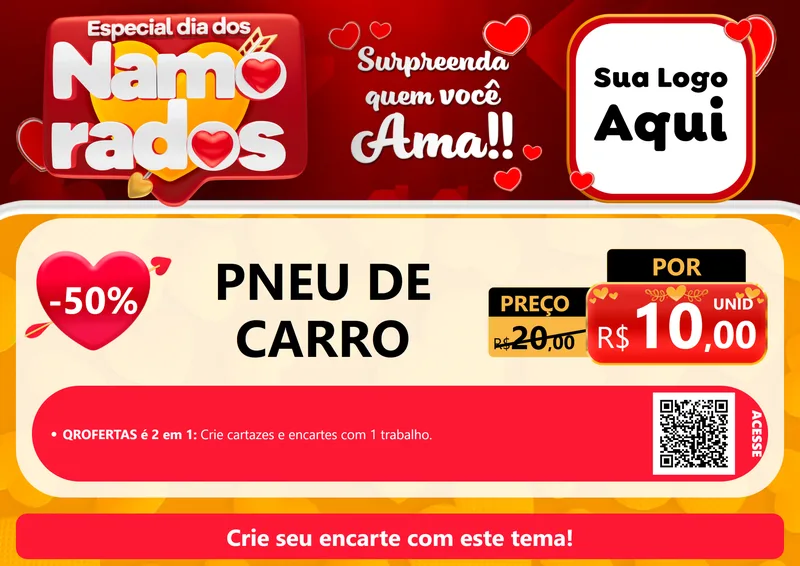 Modelo de Cartaz para Cartaz A4 Horizontal com o tema Especial Dia dos Namorados para Auto peças