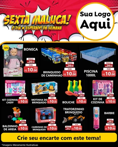 Modelo de Rede Social para Feed Instagram com o tema Sexta Maluca! para Brinquedos