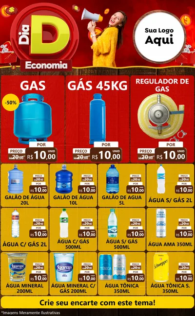 Modelo de Encarte para Encarte Grande com o tema Dia D Economia para Água e gás