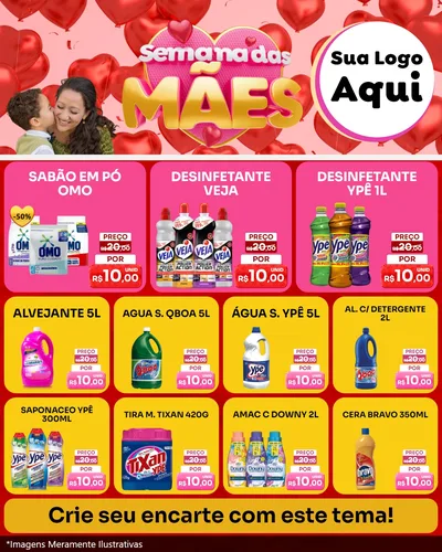 Modelo de Rede Social para Feed Instagram com o tema Semana Das Mães para Produtos de Limpeza