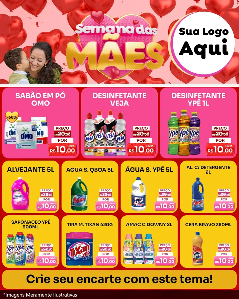 Modelo de Rede Social para Feed Instagram com o tema Semana Das Mães para Produtos de Limpeza