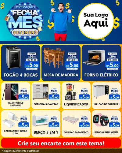 Modelo de Rede Social para Feed Instagram com o tema Operação Fecha Mês Setembro para Móveis e Eletro
