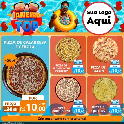 Modelo de Rede Social para Feed Facebook com o tema Janeiro Top para Pizzaria