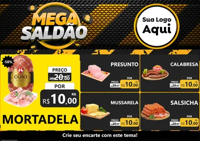 Modelo de Encarte para Encarte A4 Horizontal com o tema Mega Saldão para Frios e Laticínios