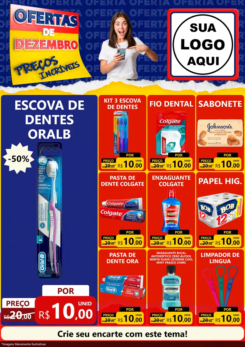 Modelo de Encarte para Encarte A4 Vertical com o tema Ofertas de Dezembro - Preços Incríveis para Higiene Pessoal