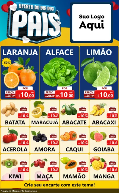 Modelo de Encarte para Encarte Grande com o tema Oferta Do Dia Dos Pais para Hortifrúti