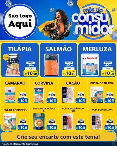 Modelo de Rede Social para Feed Instagram com o tema Mês do Consumidor para Peixaria
