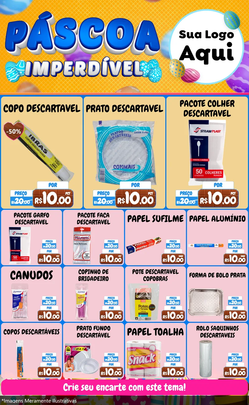Modelo de Encarte para Encarte Grande com o tema Páscoa Imperdível para Embalagens