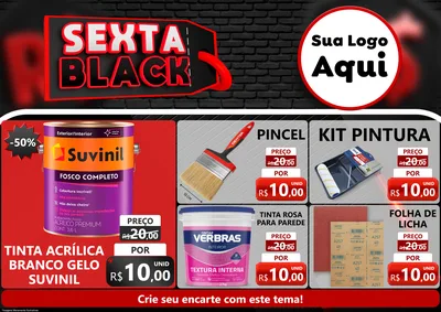 Modelo de Encarte para Encarte A4 Horizontal com o tema Sexta Black para Tintas e Ferramentas