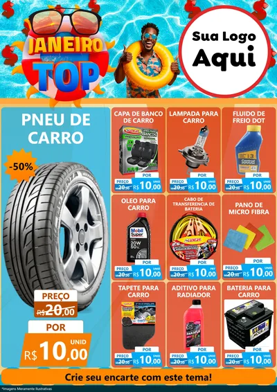 Modelo de Encarte para Encarte A4 Vertical com o tema Janeiro Top para Auto peças