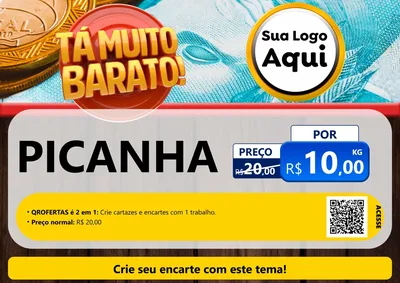Modelo de Cartaz para Cartaz A4 Horizontal com o tema Está Muito Barato para Açougue