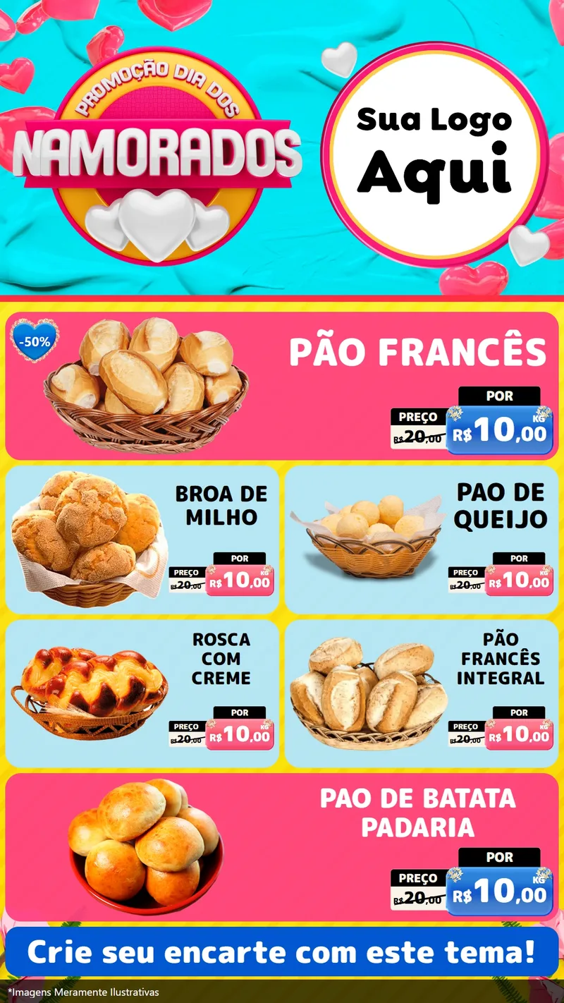 Modelo de TV para TV Vertical com o tema Promoção Dia dos Namorados para Padaria