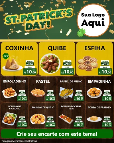 Modelo de Rede Social para Feed Instagram com o tema St Patriks Day para Salgadaria