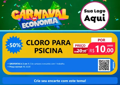 Modelo de Cartaz para Cartaz A4 Horizontal com o tema Carnaval da Economia para Produtos para Piscina