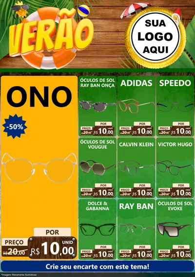 Modelo de Encarte para Encarte A4 Vertical com o tema Verão para Óticas