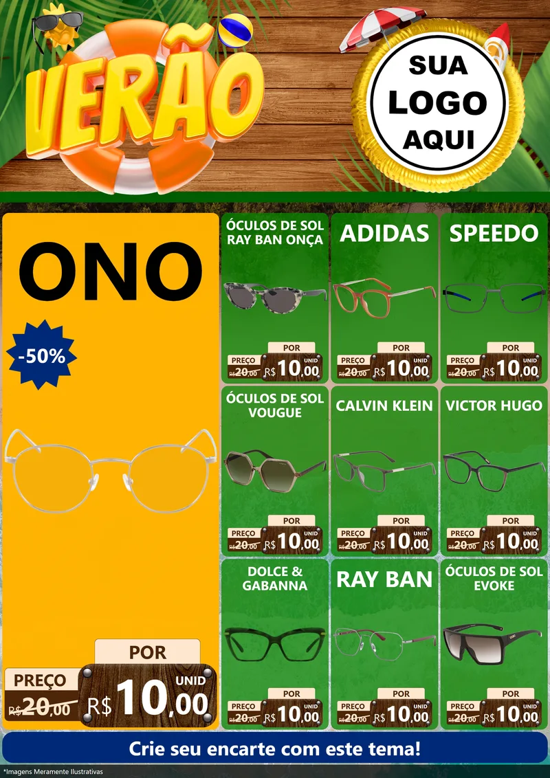 Modelo de Encarte para Encarte A4 Vertical com o tema Verão para Óticas