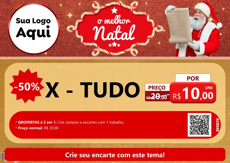 Modelo de Cartaz para Cartaz A4 Horizontal com o tema O Melhor Natal para Hamburgueria